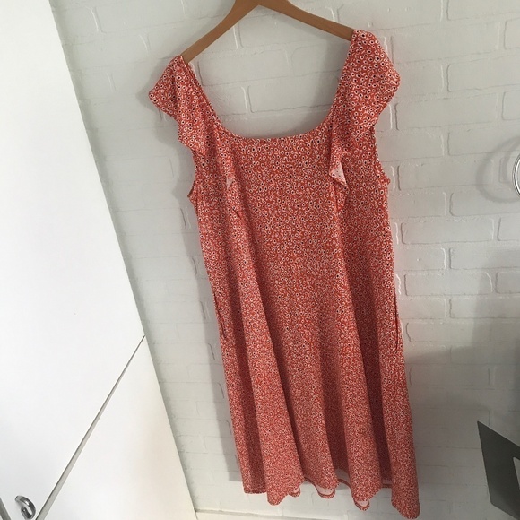 Maxi dress Fairy Ruffle Mod Boho Daisies Stretch Flowy Orange 3X - Picture 3 of 12